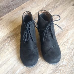 Suede Black Heeled Ankle Booties
